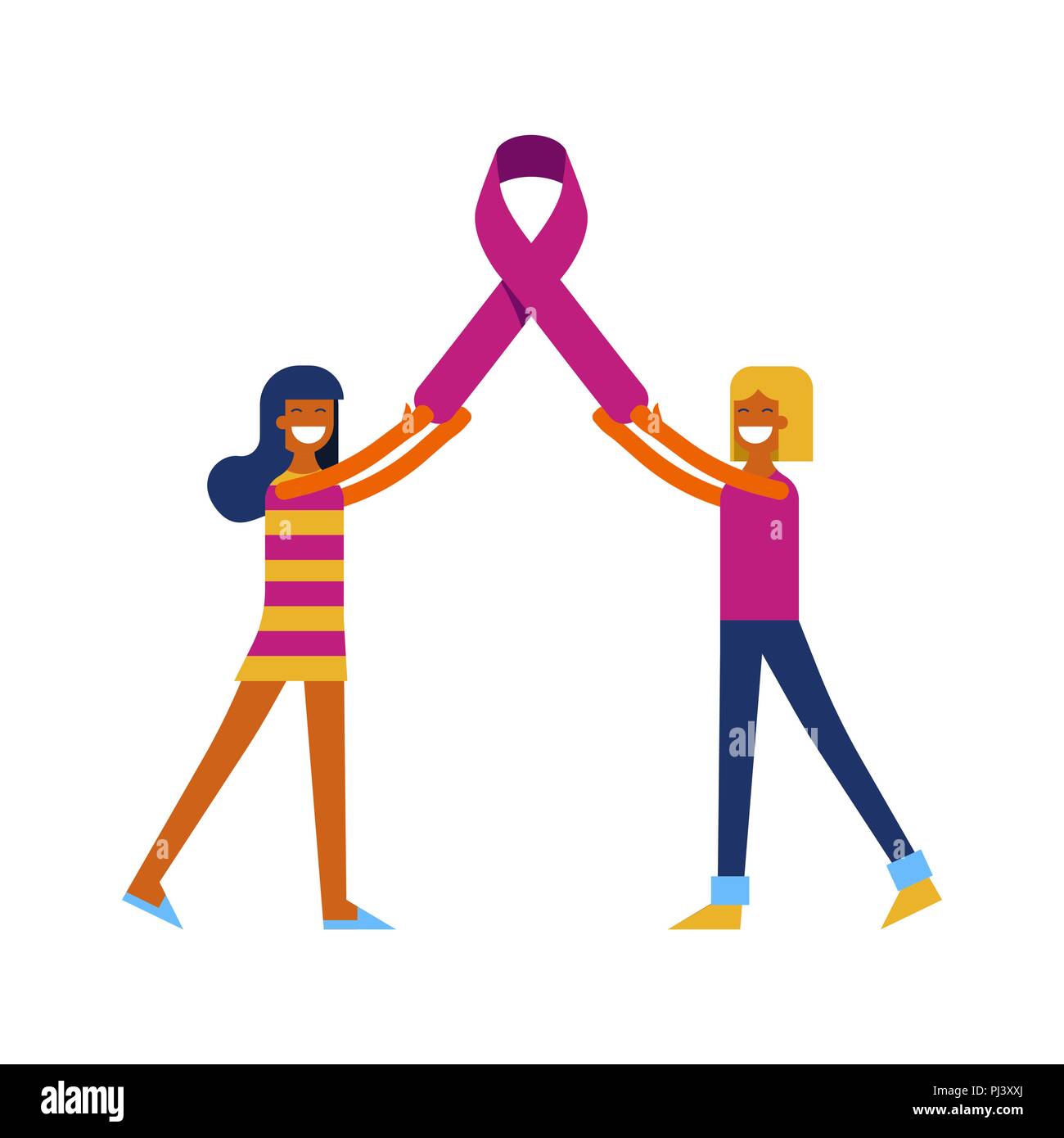 Breast Cancer Awareness illustration for love and support. Happy women  friends holding pink ribbon together. EPS10 vector Stock Vector Image & Art  - Alamy