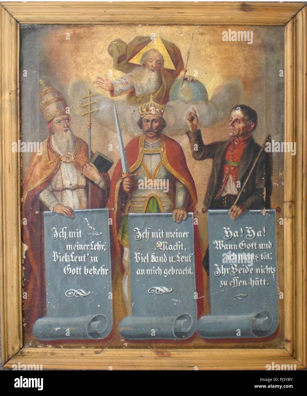 Balthasar Waltl - Gott und die drei Geburtsstände - Klerus, Adel und Bauern. Stock Photo