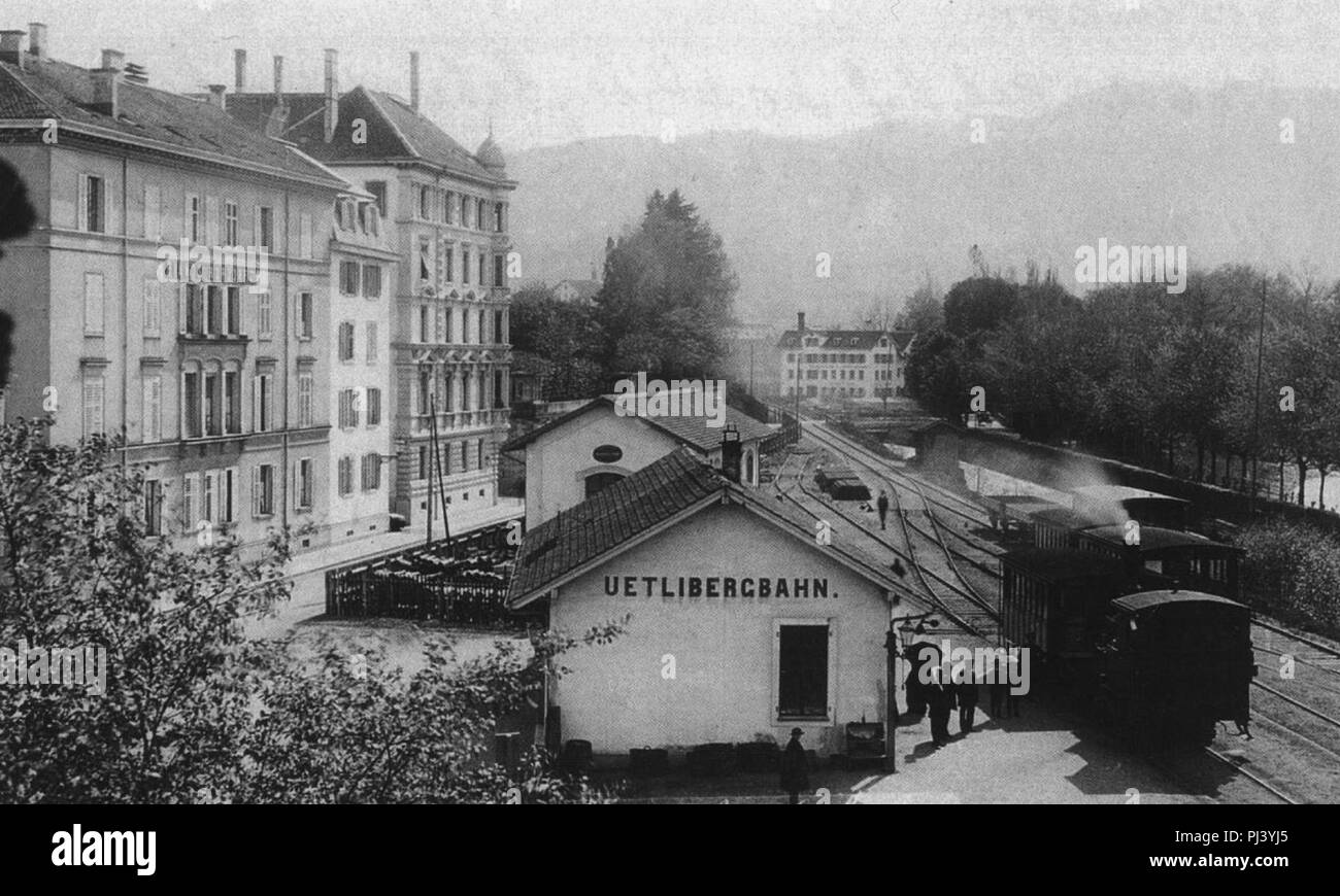 Bahnhof Selnau am Sihlkanal um 1885. Stock Photo