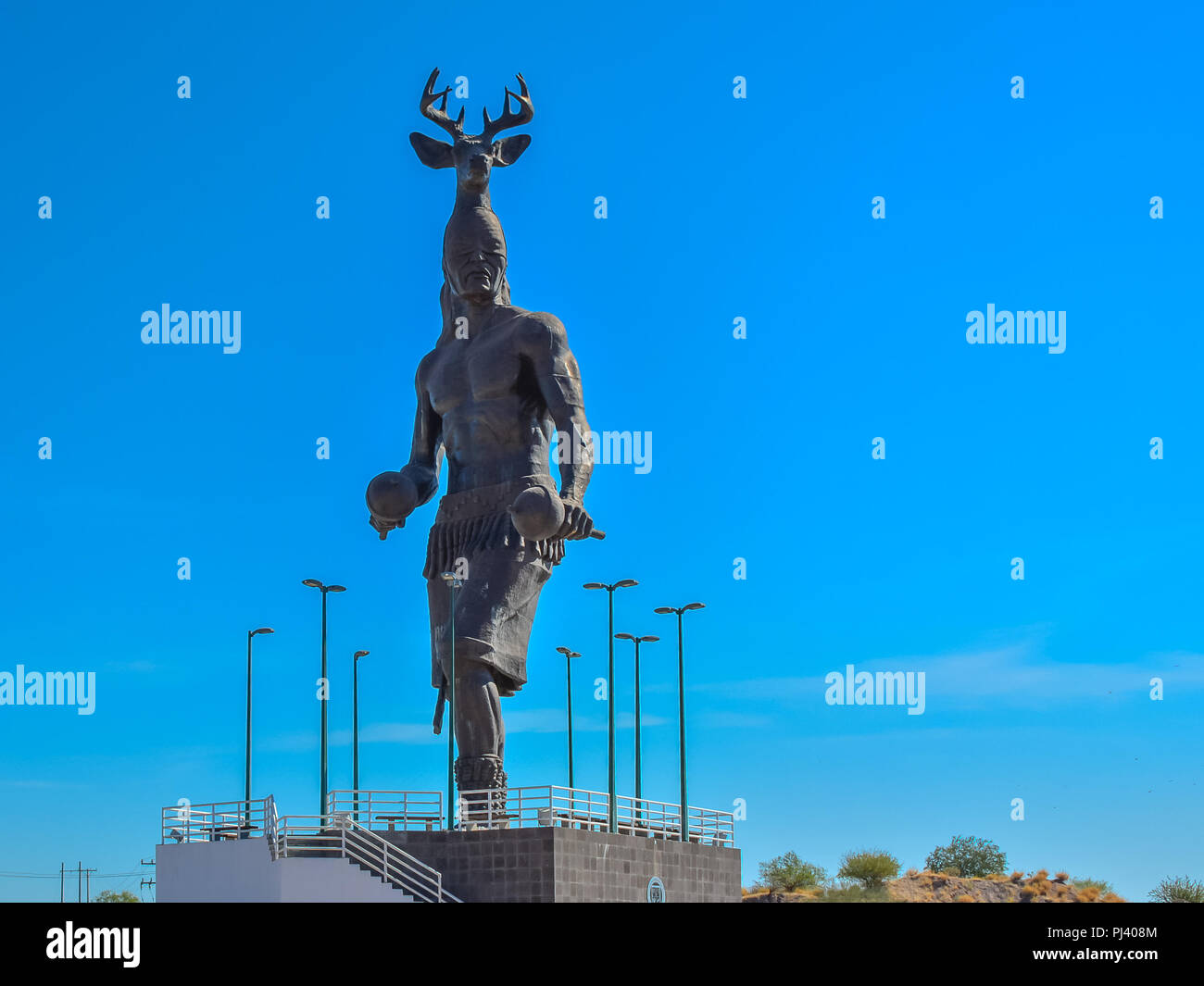 Ciudad Obregon, Mexico - Oct. 30, 2016: Giant Yaqui Indian statue. The Yaquis are an indigenous group in Mexico. Stock Photo