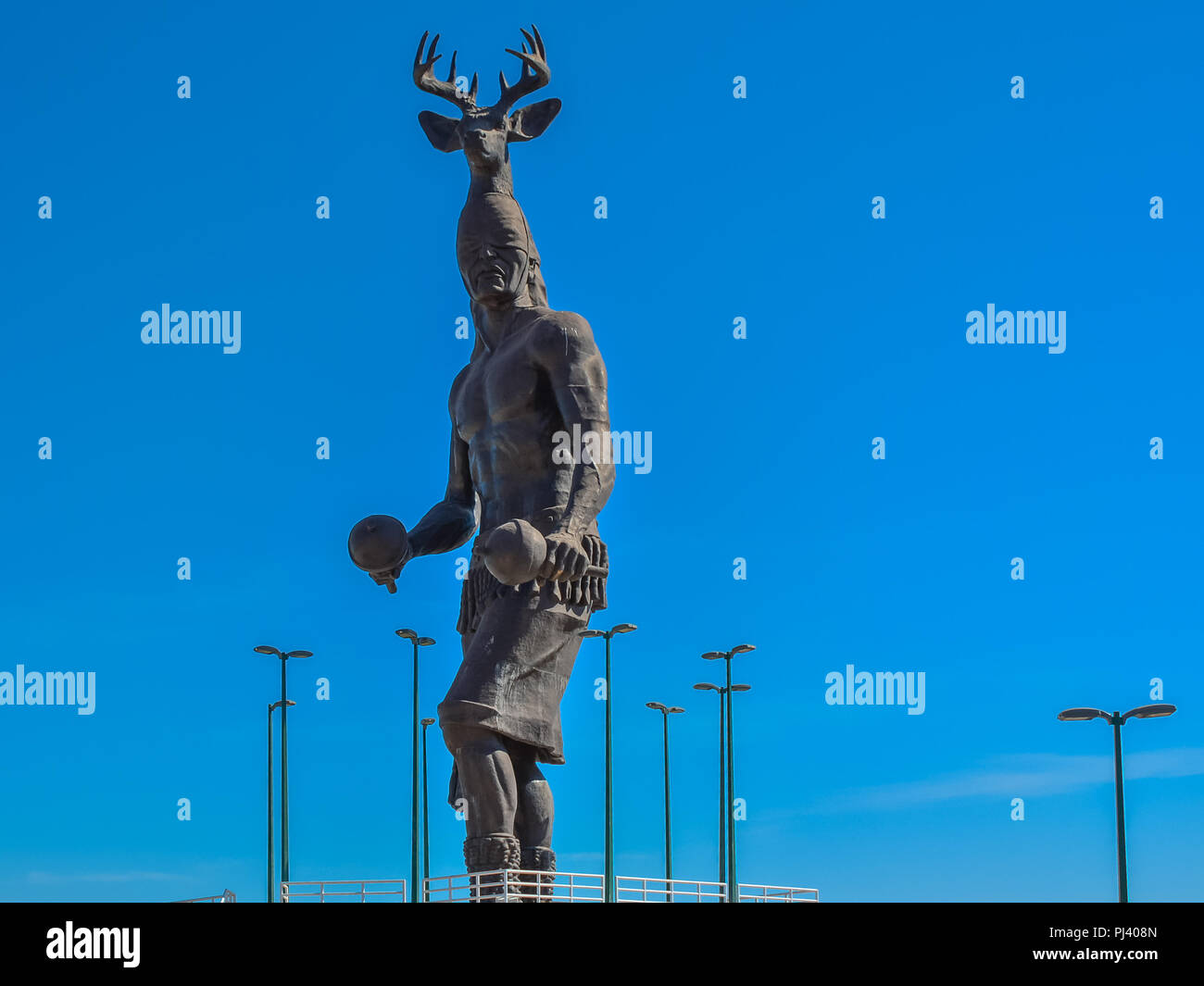 Ciudad Obregon, Mexico - Oct. 30, 2016: Giant Yaqui Indian statue. The Yaquis are an indigenous group in Mexico. Stock Photo