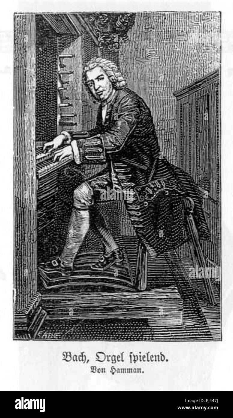 Bach orgel spielend. Stock Photo
