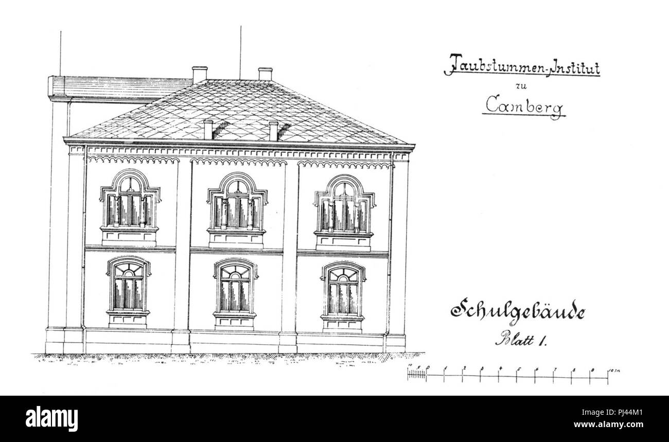 Bad Camberg, Freiherr von Schütz Schule, Hauptgebäude, Auszug Bauzeichnung, Direktorenwohnung. Stock Photo