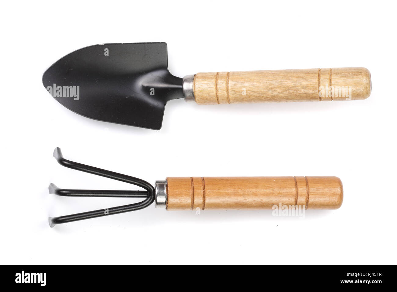 garden tools isolated on white background closeup Stock Photo