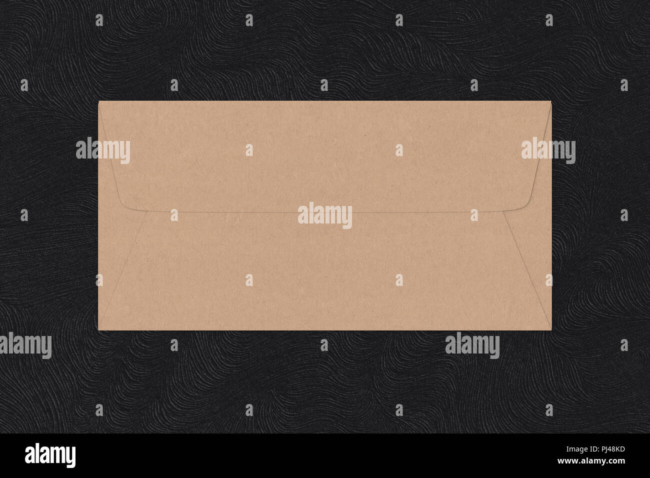 Craft paper blank closed envelope on black background. 3d render Stock ...