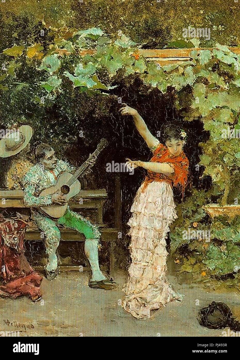 Baile andaluz con emparrado 1890 José Villegas Cordero. Stock Photo