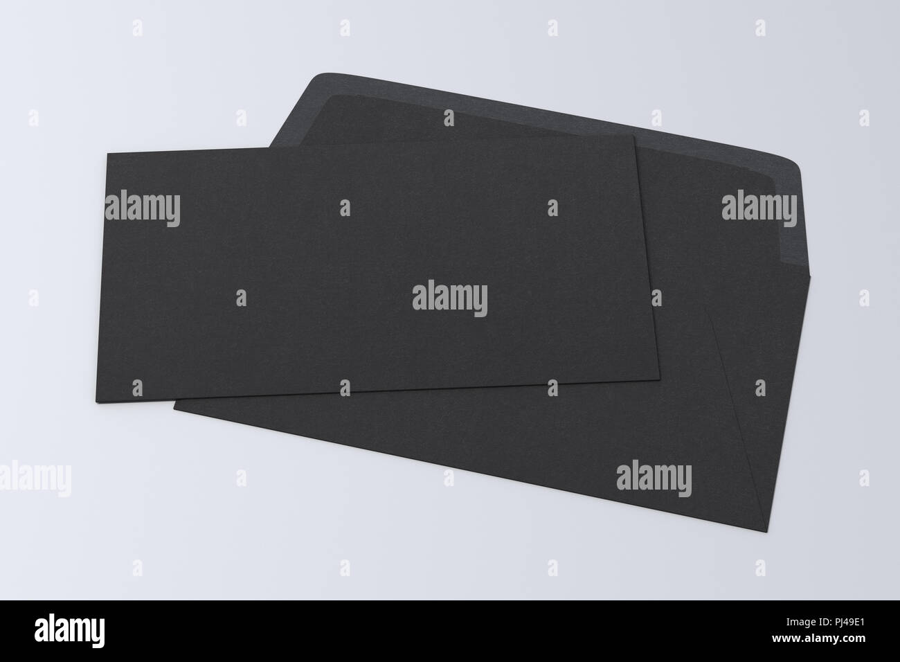 Black blank closed envelope on opened envelope on white background. 3d ...