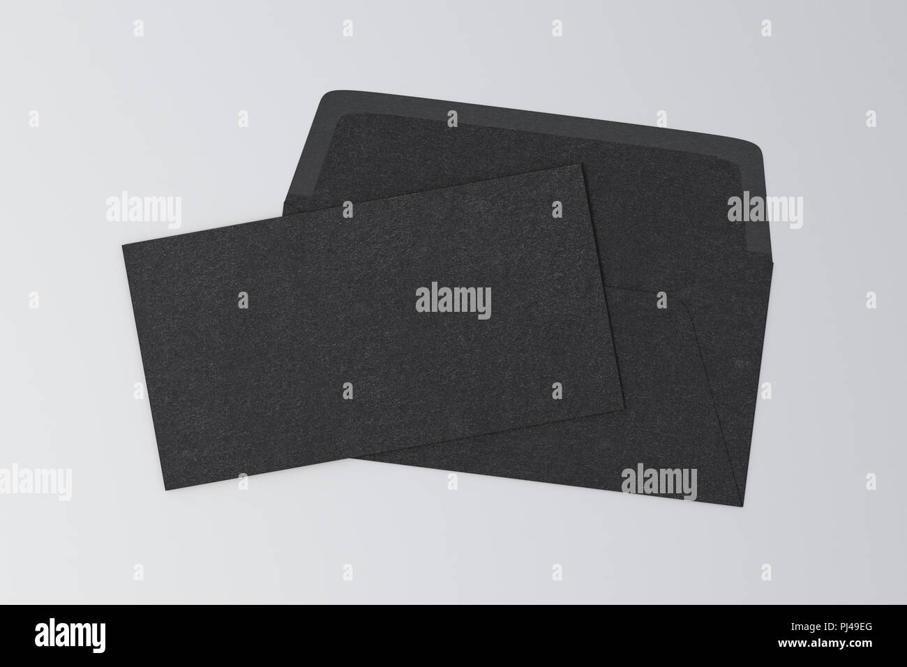 Black blank closed envelope on opened envelope on white background. 3d ...