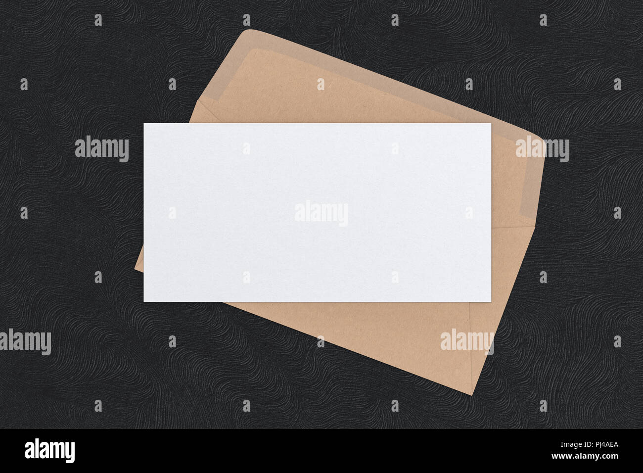 Blank letter on craft paper blank envelope on black background. 3d