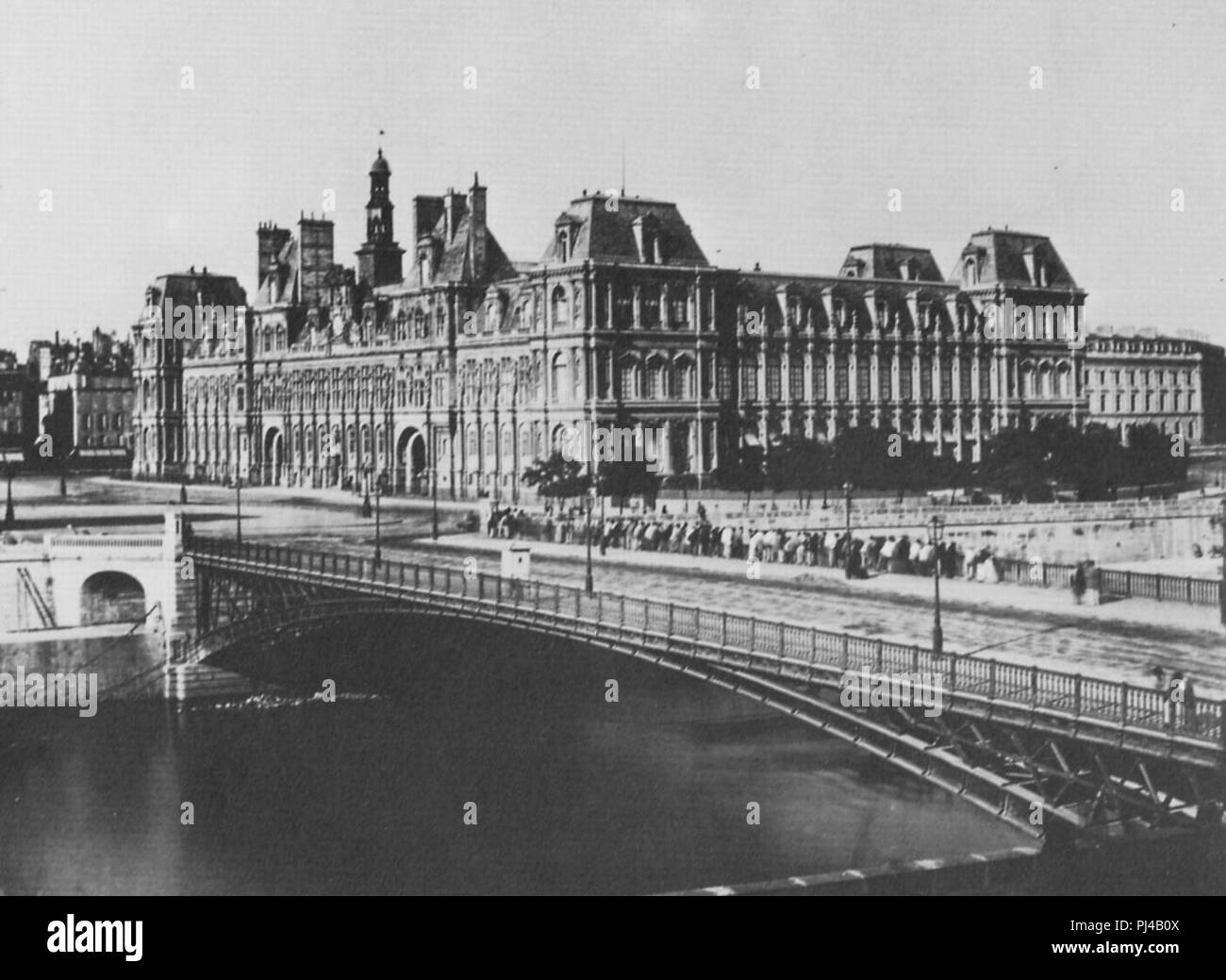 Baldus, Edouard-Denis - Blick auf das Pariser Rathaus Stock Photo