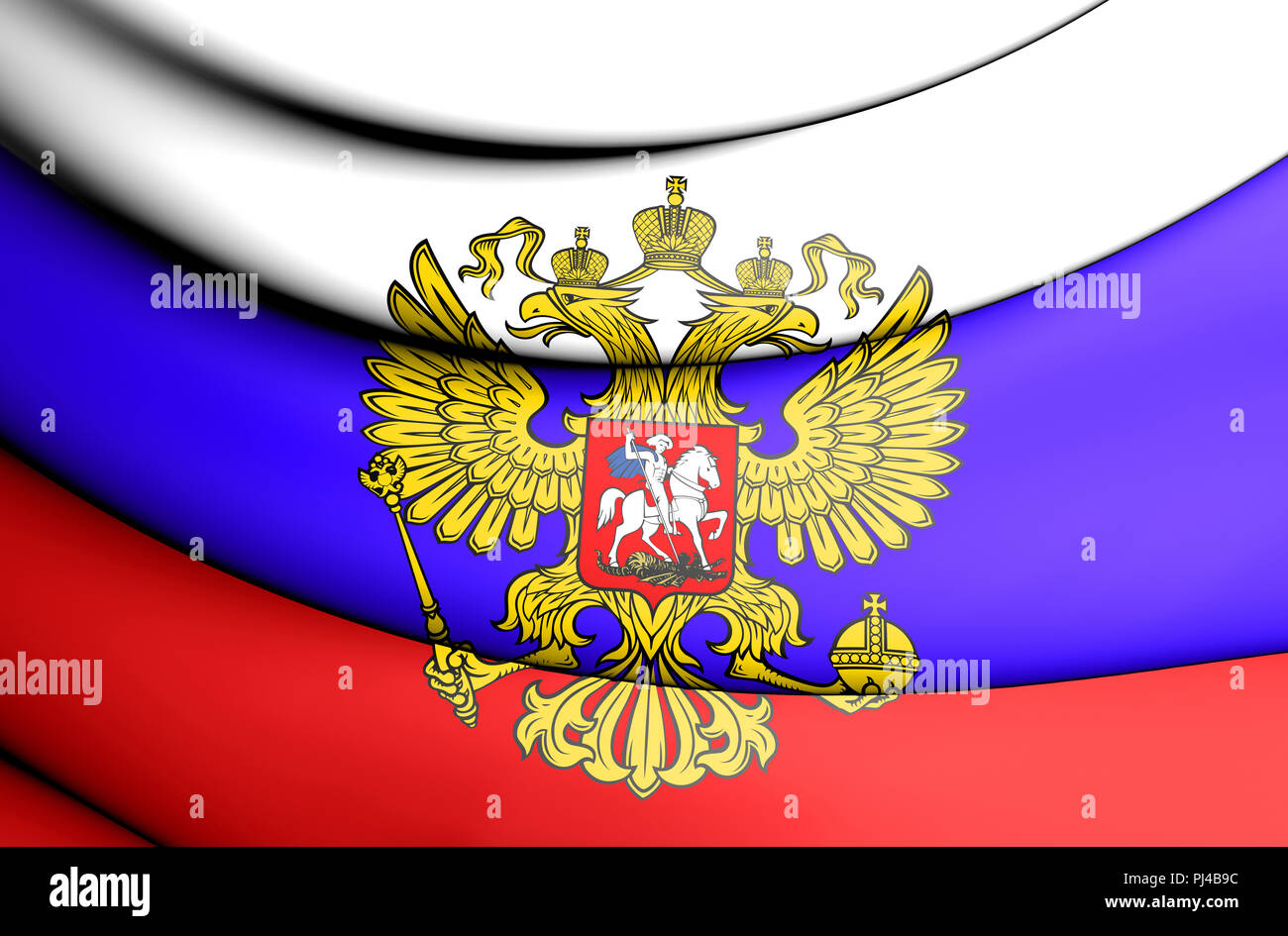 3D Flag of the Russia. 3D Illustration. Stock Photo