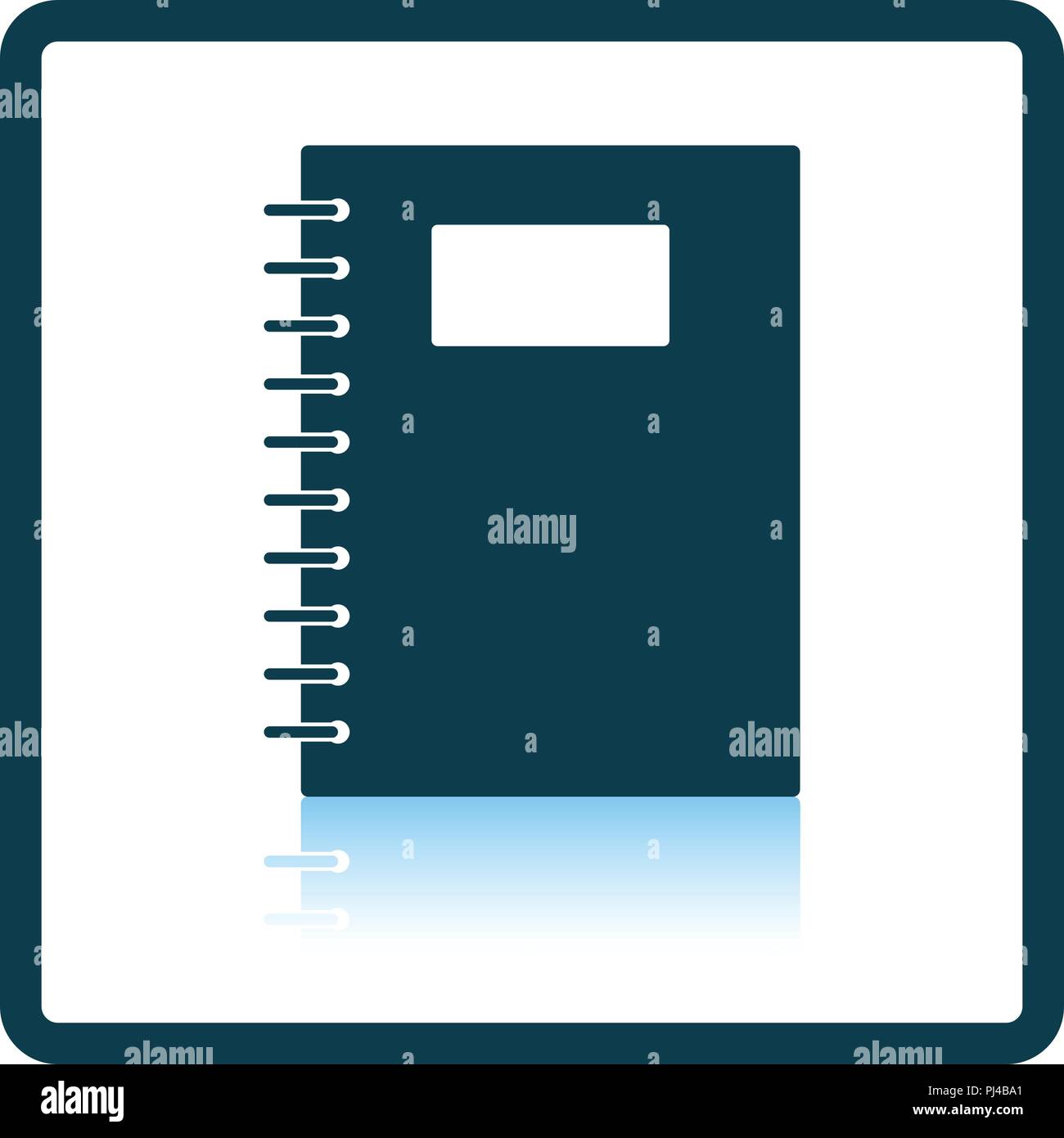 Exercise book with pen icon. Shadow reflection design. Vector illustration. Stock Vector