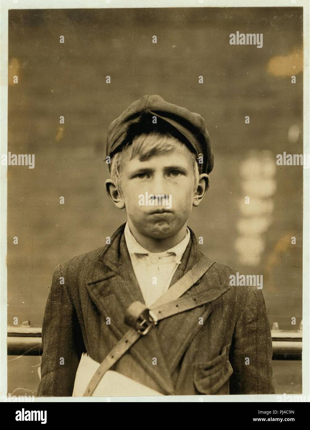 Barney Goldstein, 83 W. 5th St. Newsboy, 10 years of age. Selling newspapers 1 year. Average earnings 50 cents per week. Selling papers own choice. Don't smoke. Visits saloons. Works 5 hours Stock Photo