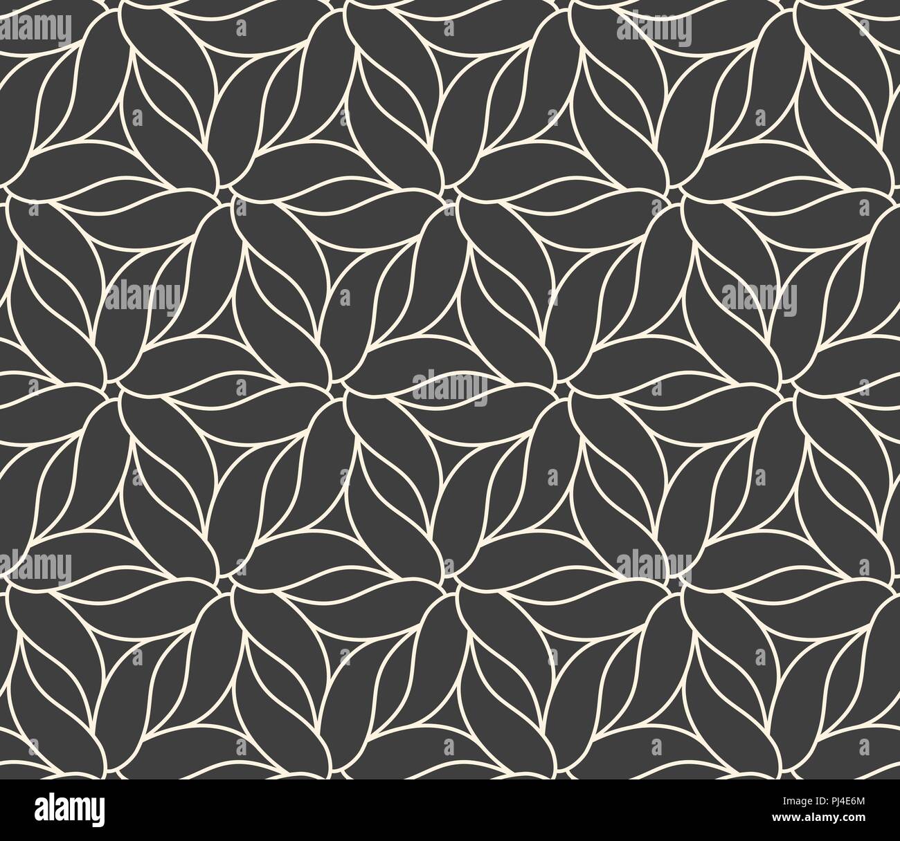 Seamless Flower Pattern On Dark Grey Background Stock Vector Image Art Alamy
