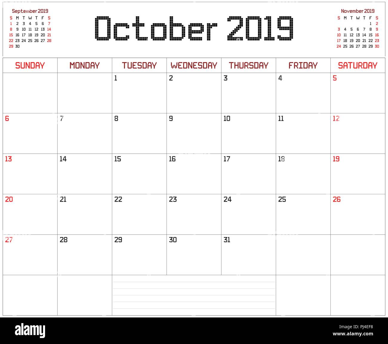 year 2019 october planner a monthly planner calendar for october month of october 2019 calendar