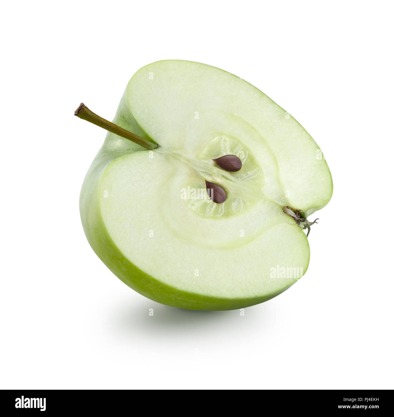 Half of Granny Smith green cooking apple on white background isolated Stock Photo