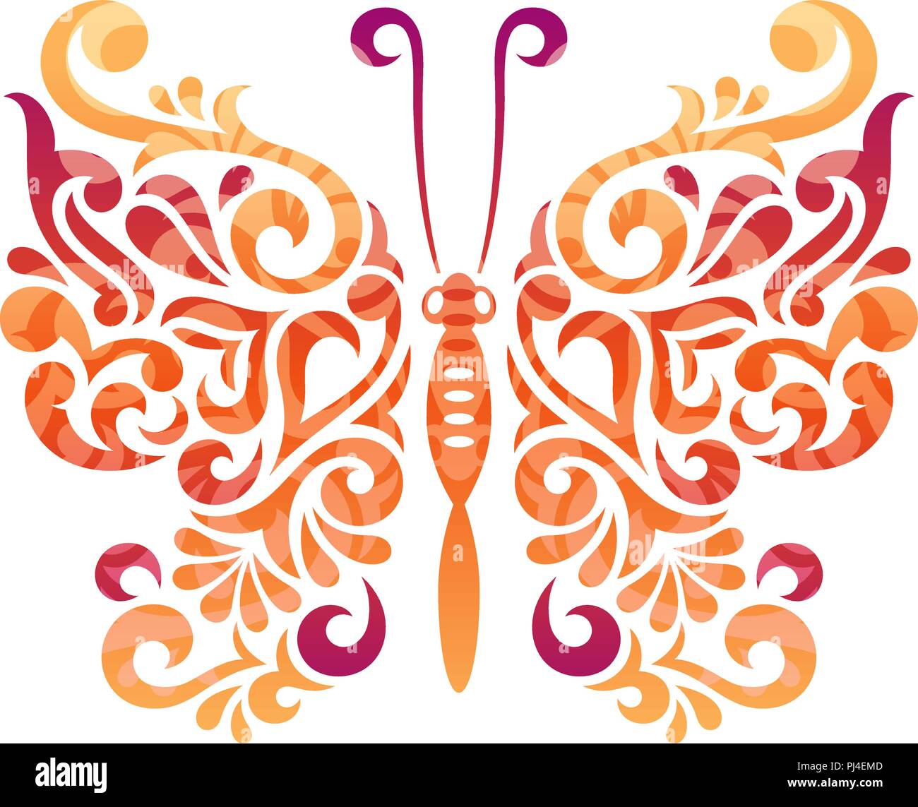 Vector illustration of abstract colorful butterfly isolated on white ...