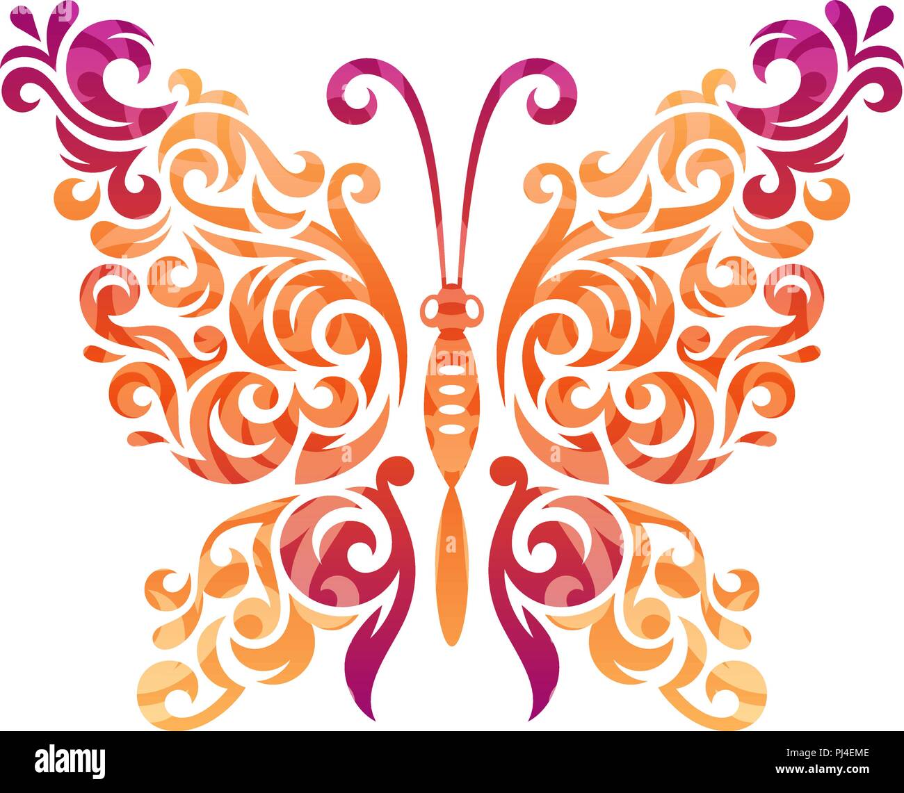 Vector illustration of abstract colorful butterfly isolated on white ...