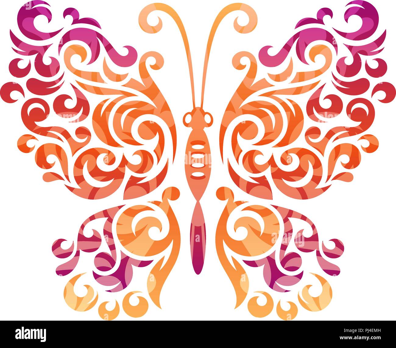 Vector illustration of abstract colorful butterfly isolated on white ...