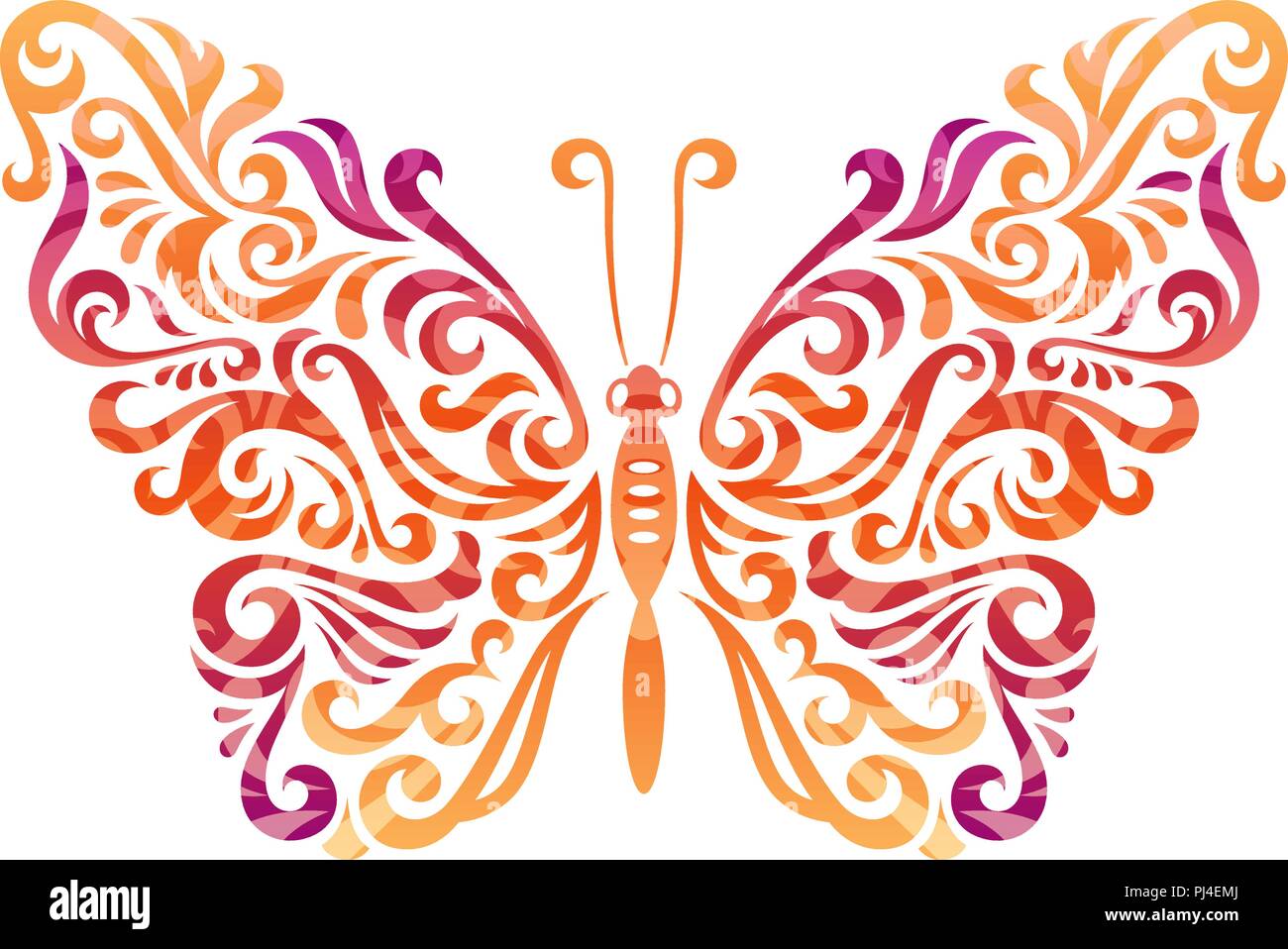 Vector illustration of abstract colorful butterfly isolated on white ...
