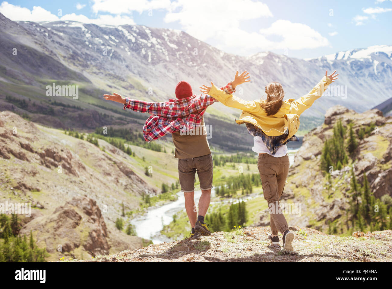 Woman raised two hands hi-res stock photography and images - Alamy