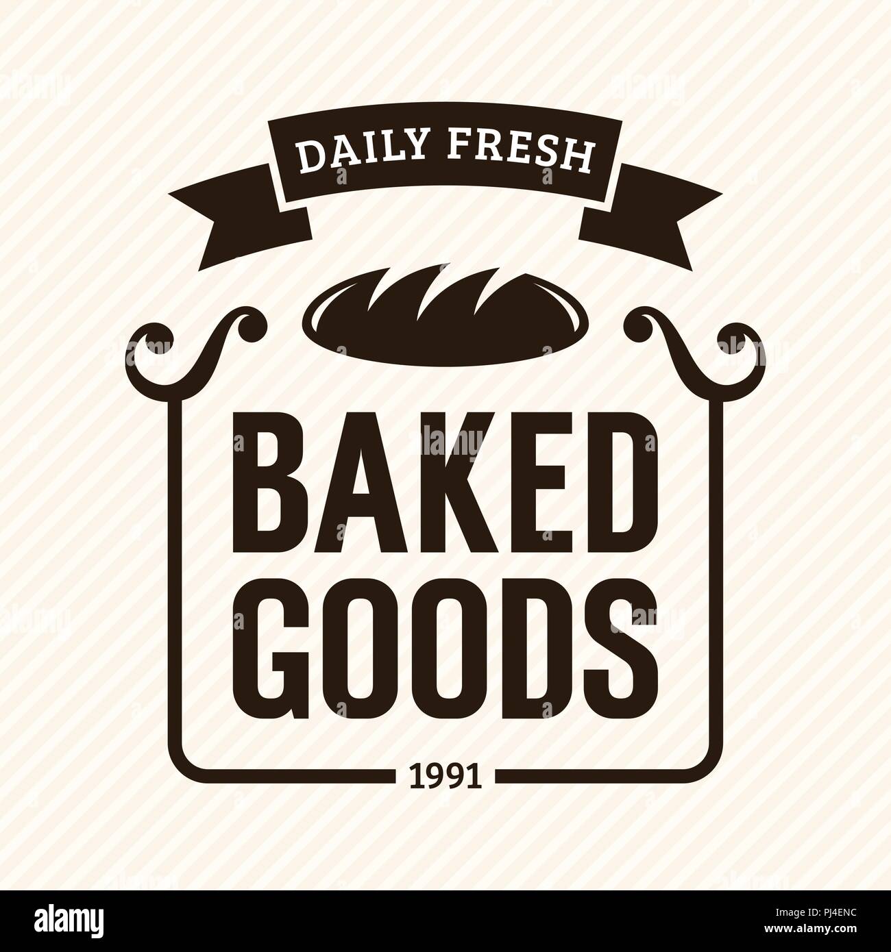 Baked Goods, vintage bakery label, vector illustration Stock Vector