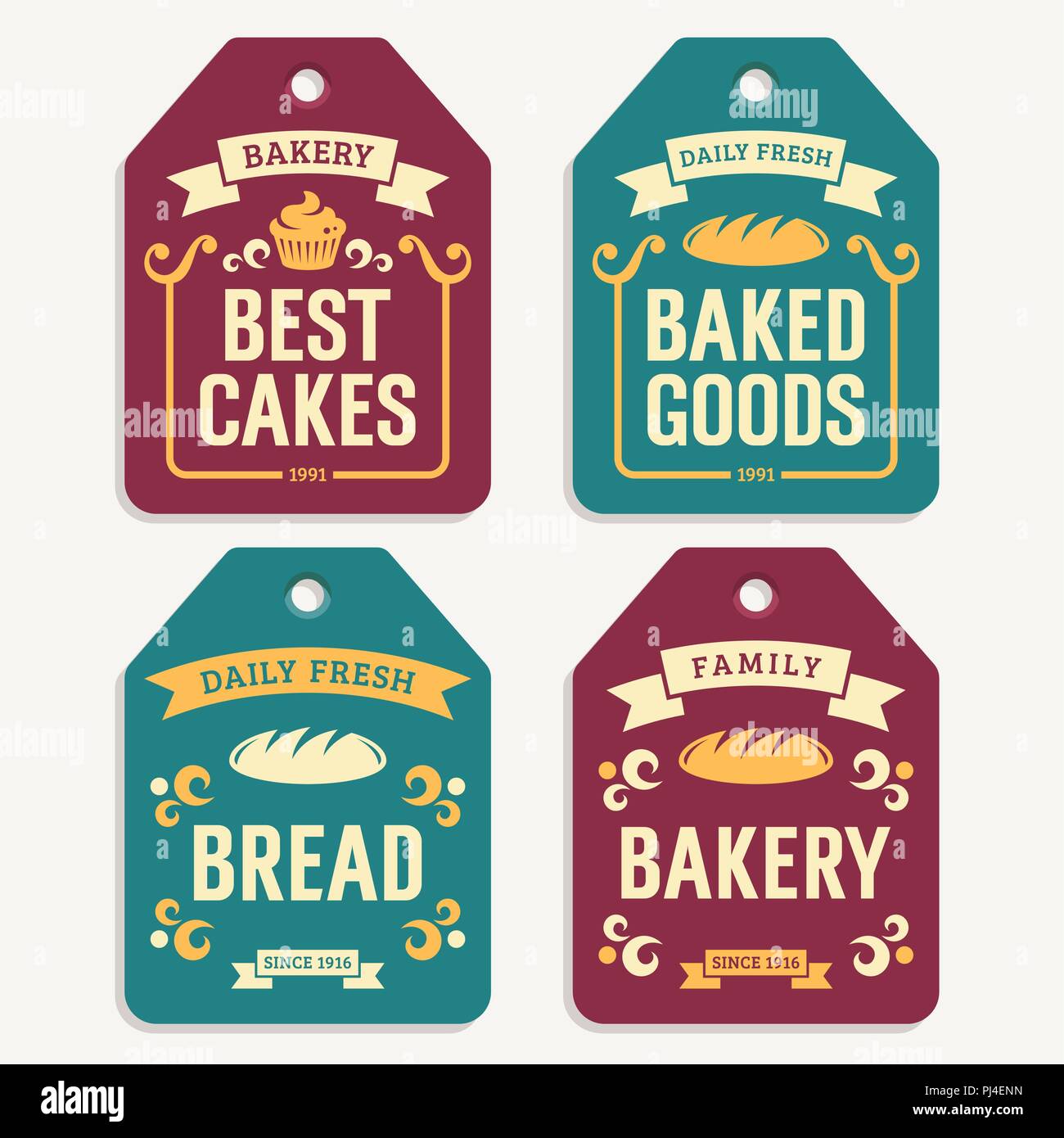 Vintage bakery labels, vector illustration Stock Vector