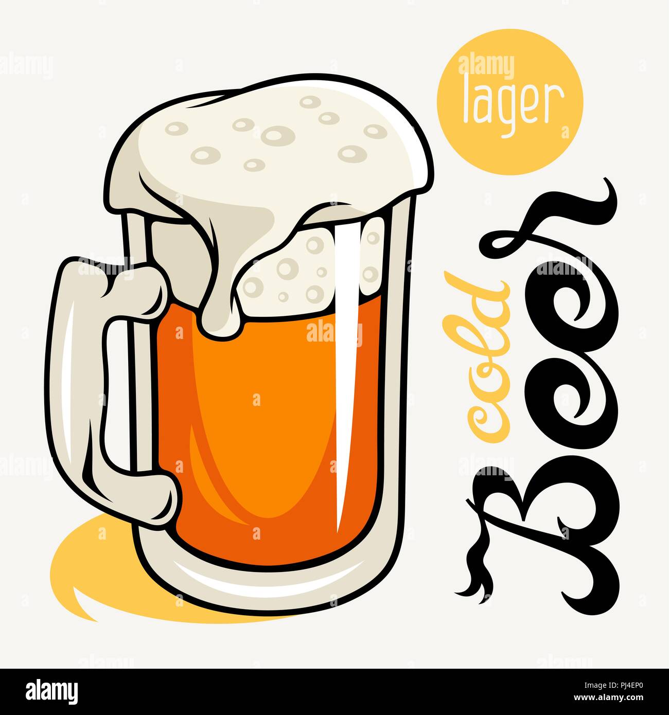 Cold Beer. Vector illustration in vintage style Stock Vector