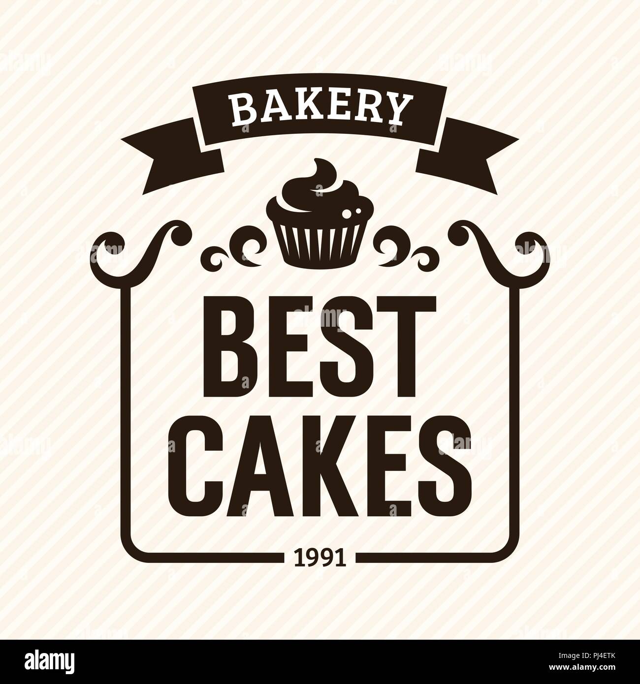 Best Cakes, vintage bakery label, vector illustration Stock Vector