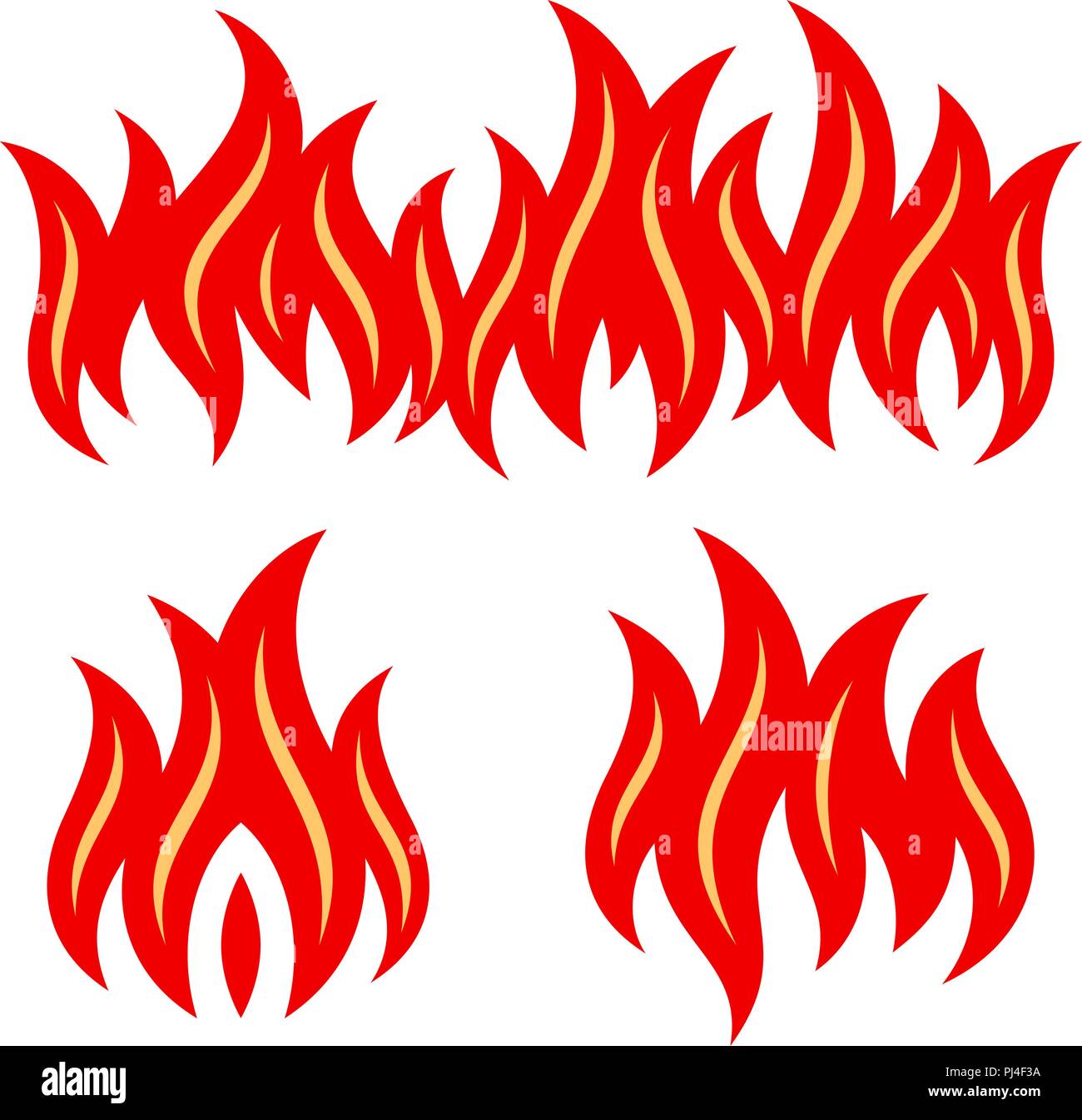 Vector illustration of fire flames isolated on white Stock Vector Image ...