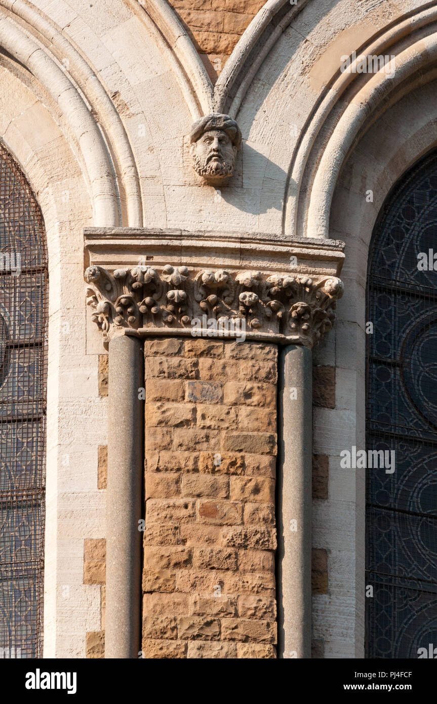 Mumbai University building at Fort campus. Intricate stone carving on the walls. Stock Photo