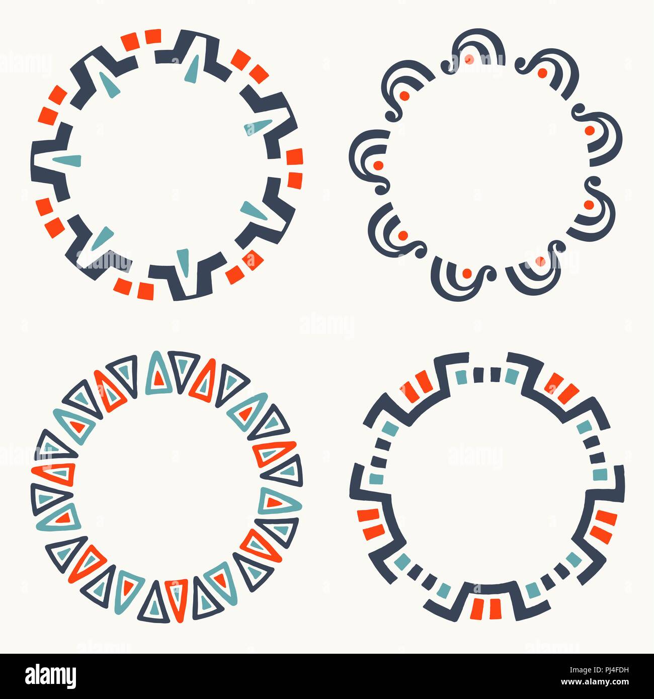 Round frames in ethnic style. Vintage elements for your design Stock