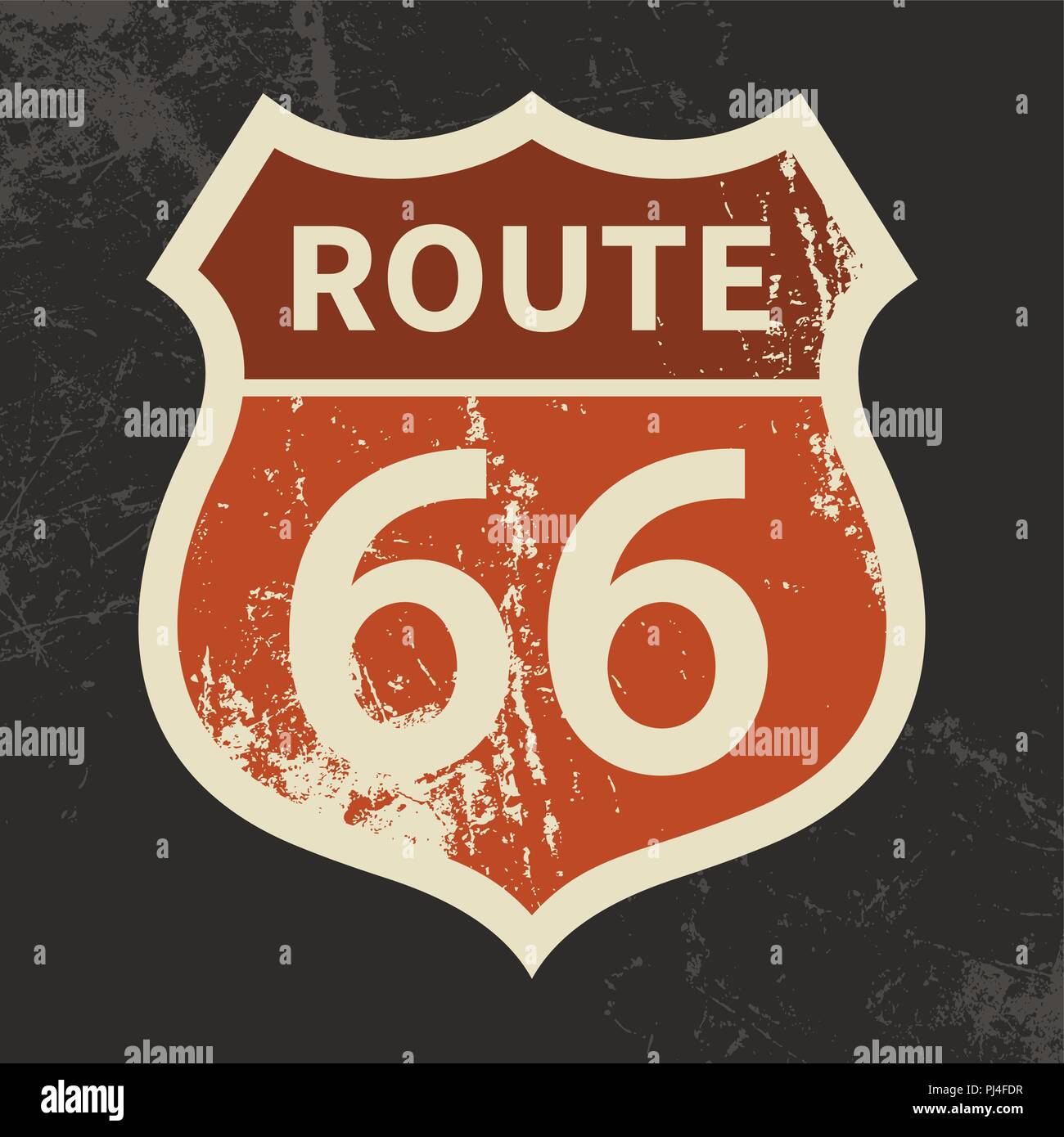 Route 66 sign with grunge effect Stock Vector