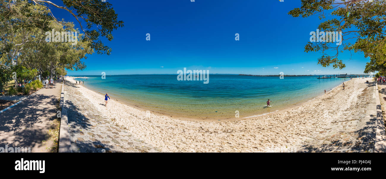 BRIBIE ISLAND, AUS - SEPT 1 2018: Beach  near the Bongaree jetty on west side of the Bribie Island, Queensland, Australia Stock Photo