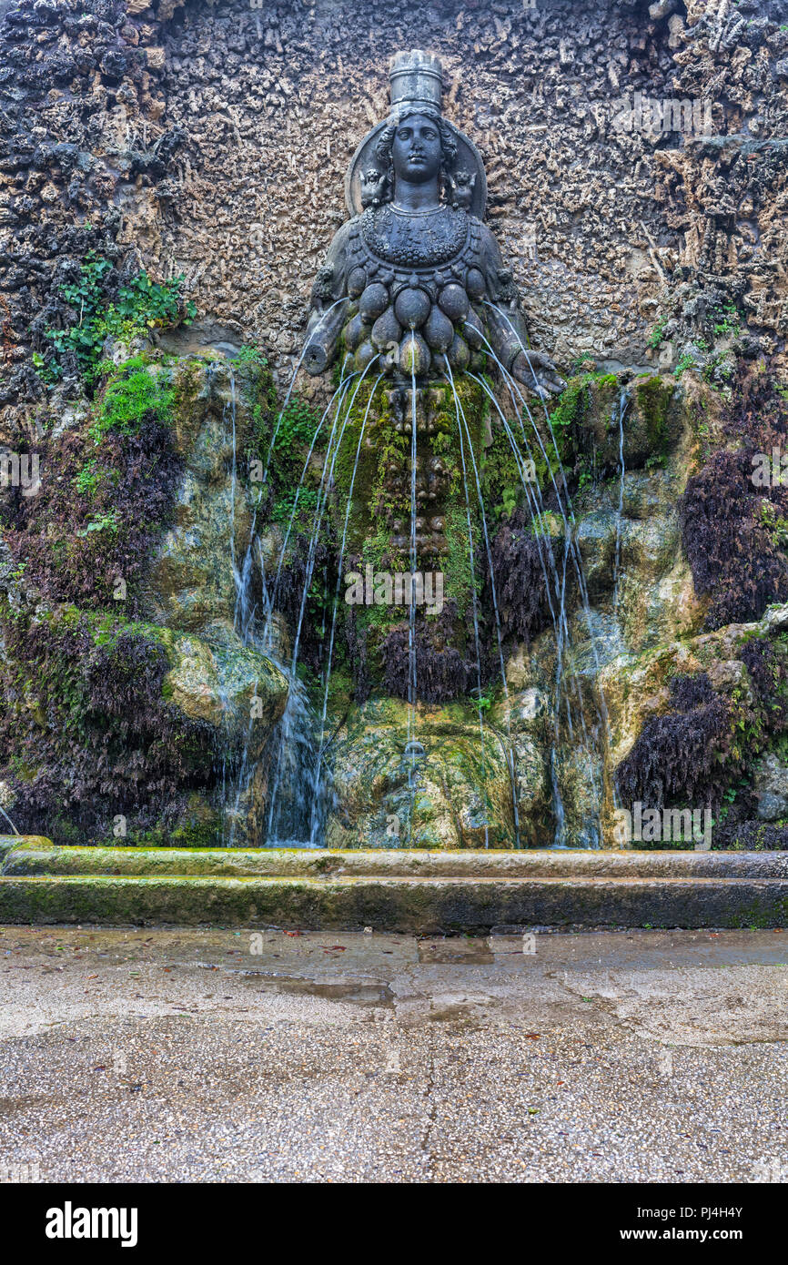 Fountain of Diana of Ephesus, Mother Nature, Villa d'Este, Tivoli, Lazio, Italy Stock Photo