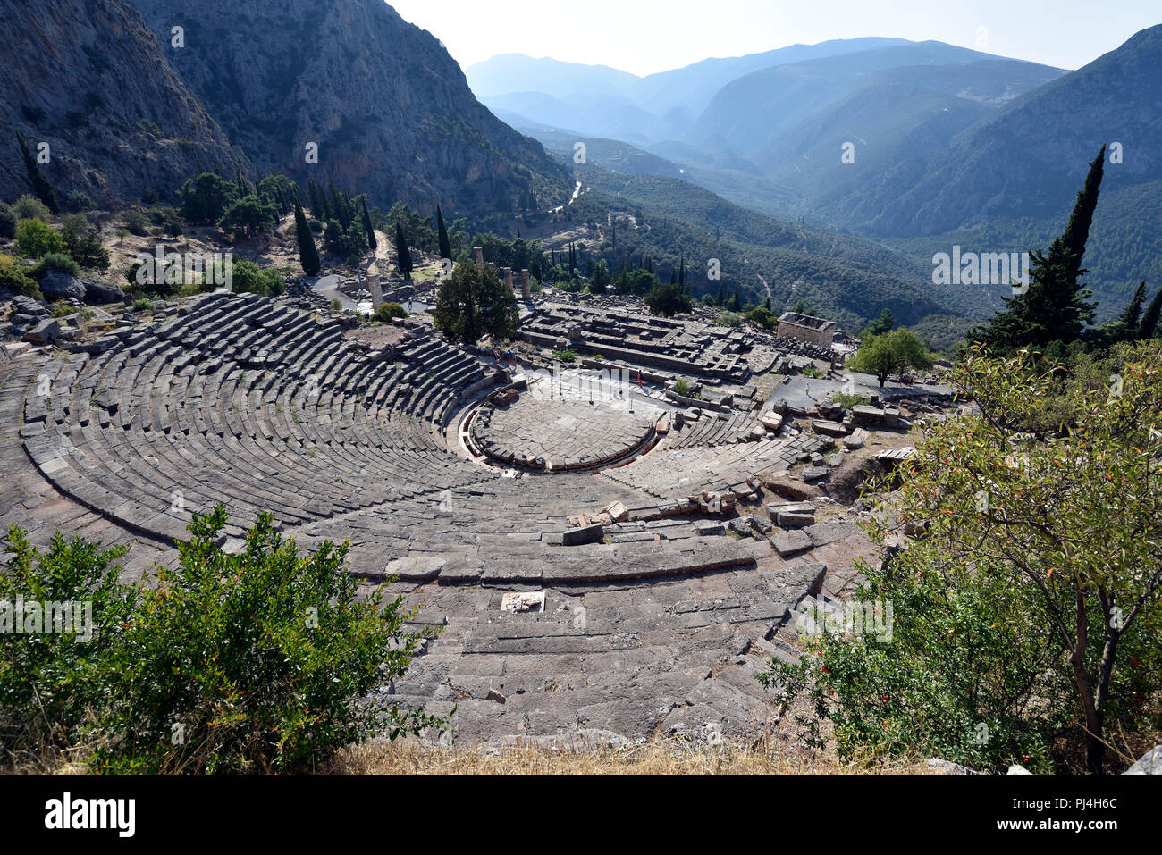 The theater in archaeological site of Delphi, Central Greece Stock Photo