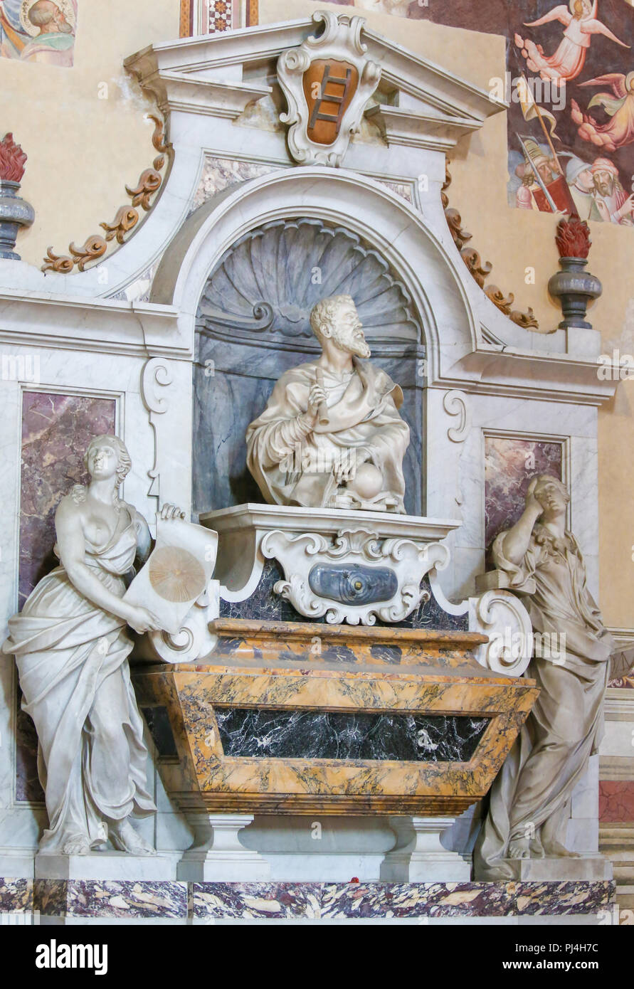 Statue of Galileo Galilei at his Tomb in the Basilica Santa Croce