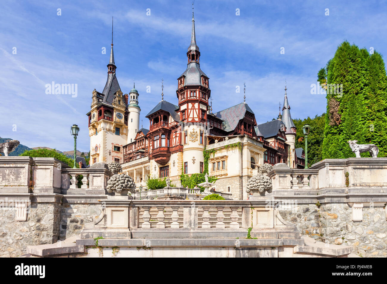 Peles Castle in Sinaia Romania Stock Photo