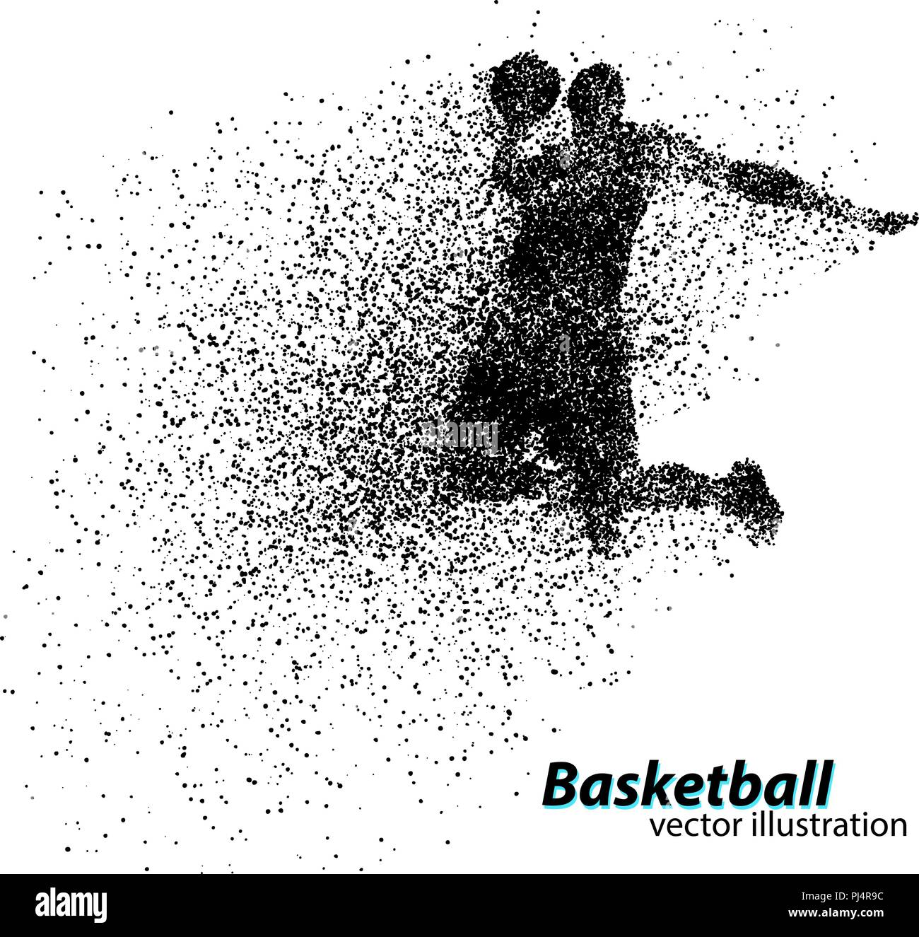 Basketball player from particles. Background and text on a separate layer, color can be changed in one click. Basketball abstract Stock Vector