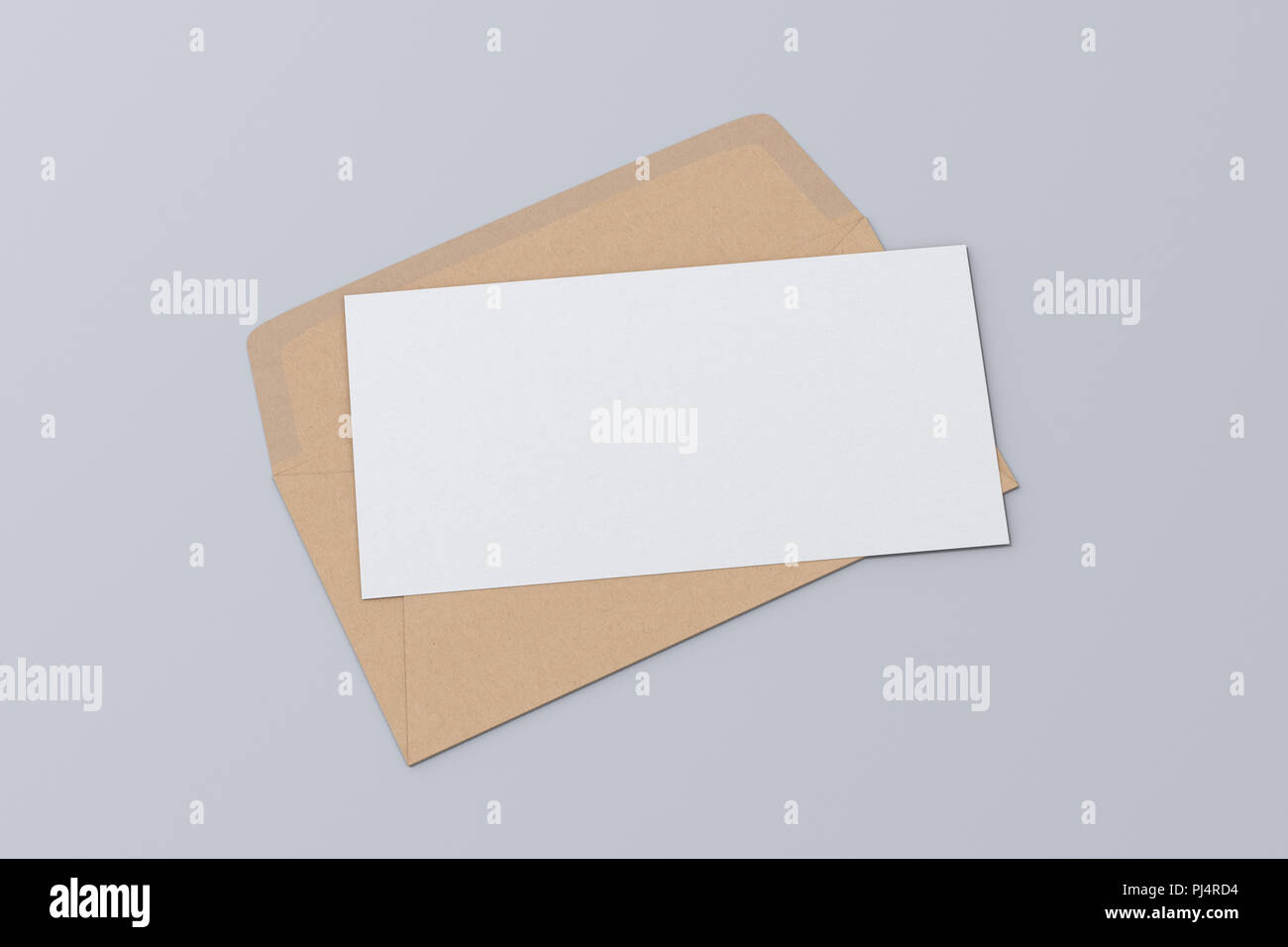 Blank letter on craft paper blank envelope on white background. 3d