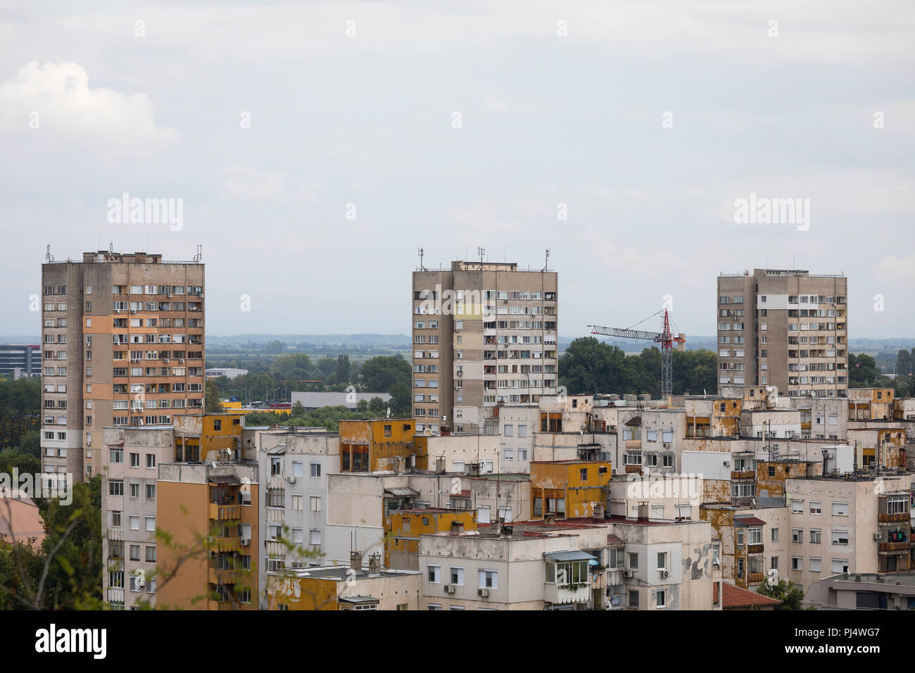 Apartment buildings and houses of Plovdiv city scape, Bulgaria Stock Photo