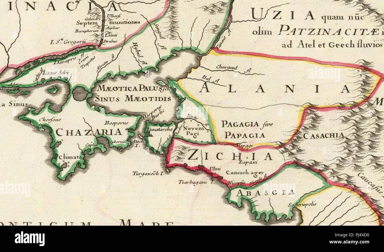 Banduri and Lisle. Imperii Orientalis et Circumjacentium Regionum.C (Chazaria, Alania, Zichia, Uzia, Abasgia). Stock Photo