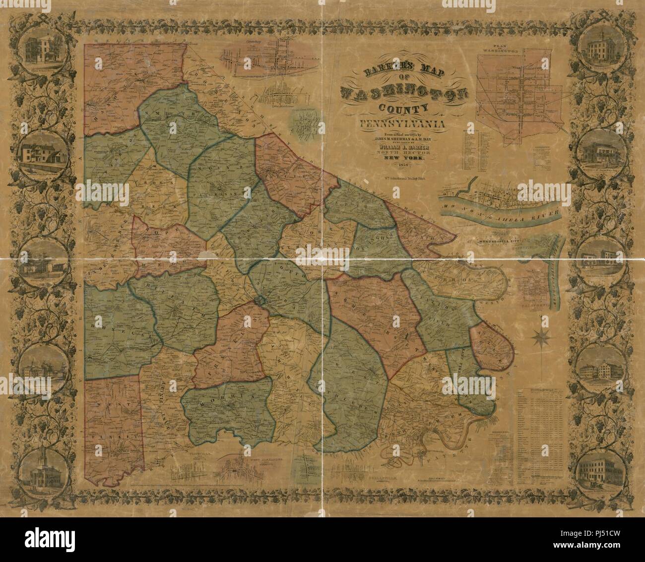 Barker's map of Washington County, Pennsylvania from actual surveys