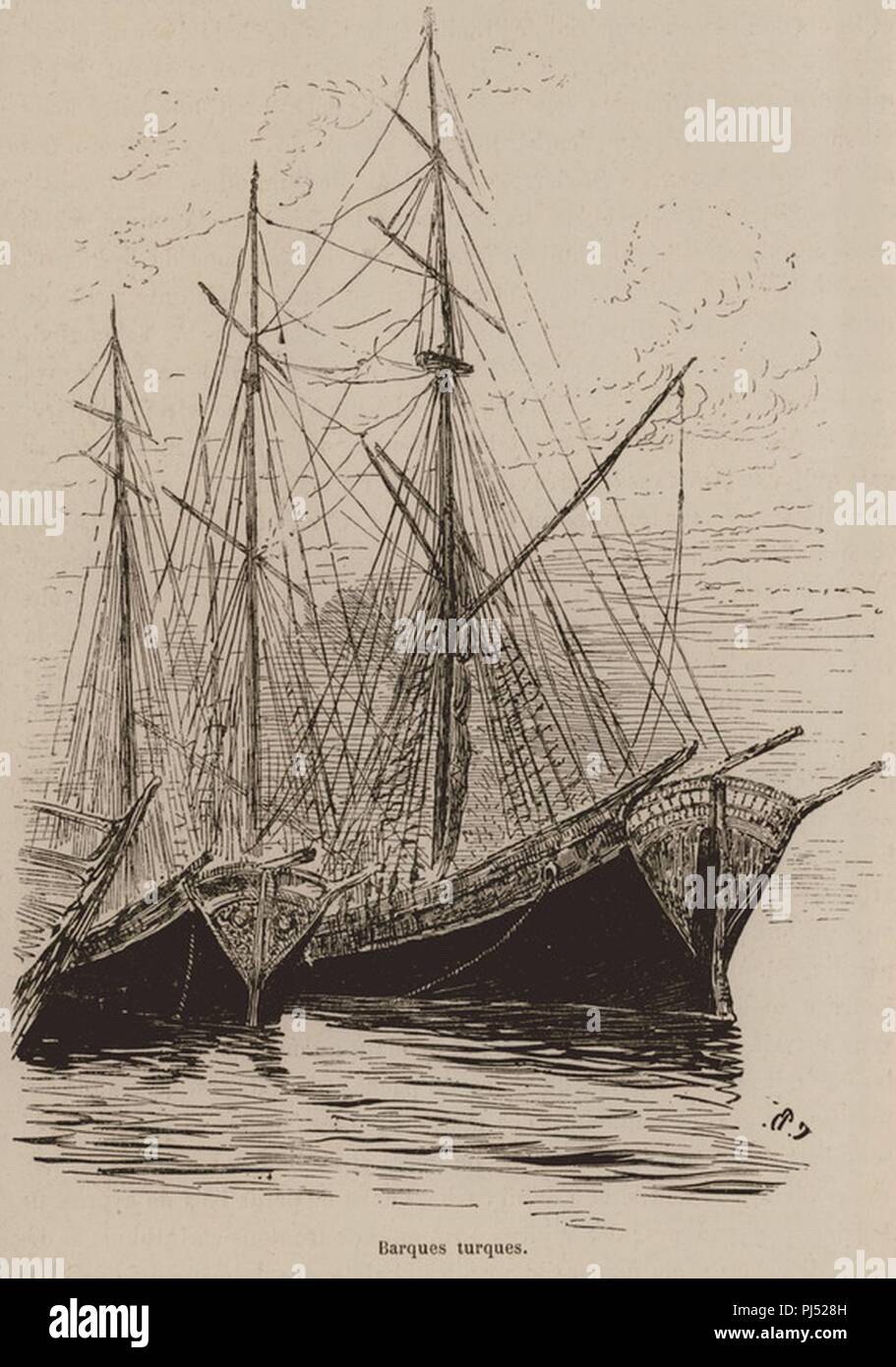 Barques turques - De Amicis Edmondo - 1883. Stock Photo