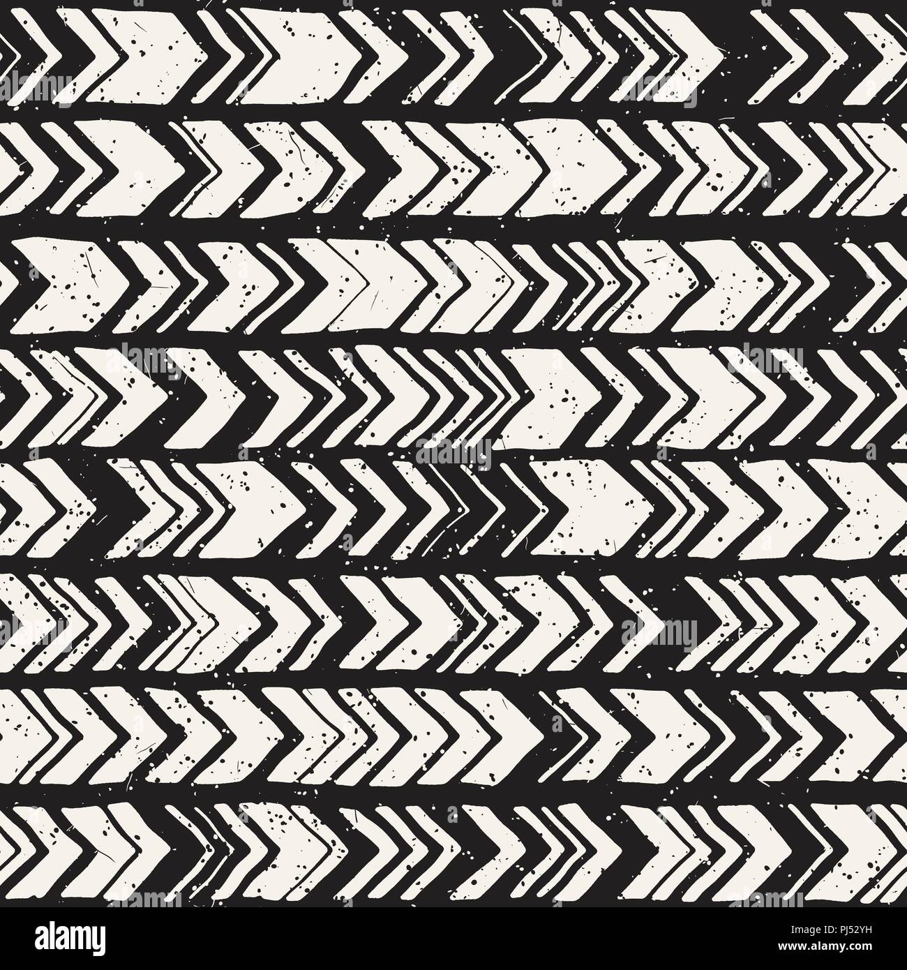 Seamless hand drawn style chevron pattern in black and white. Abstract ...