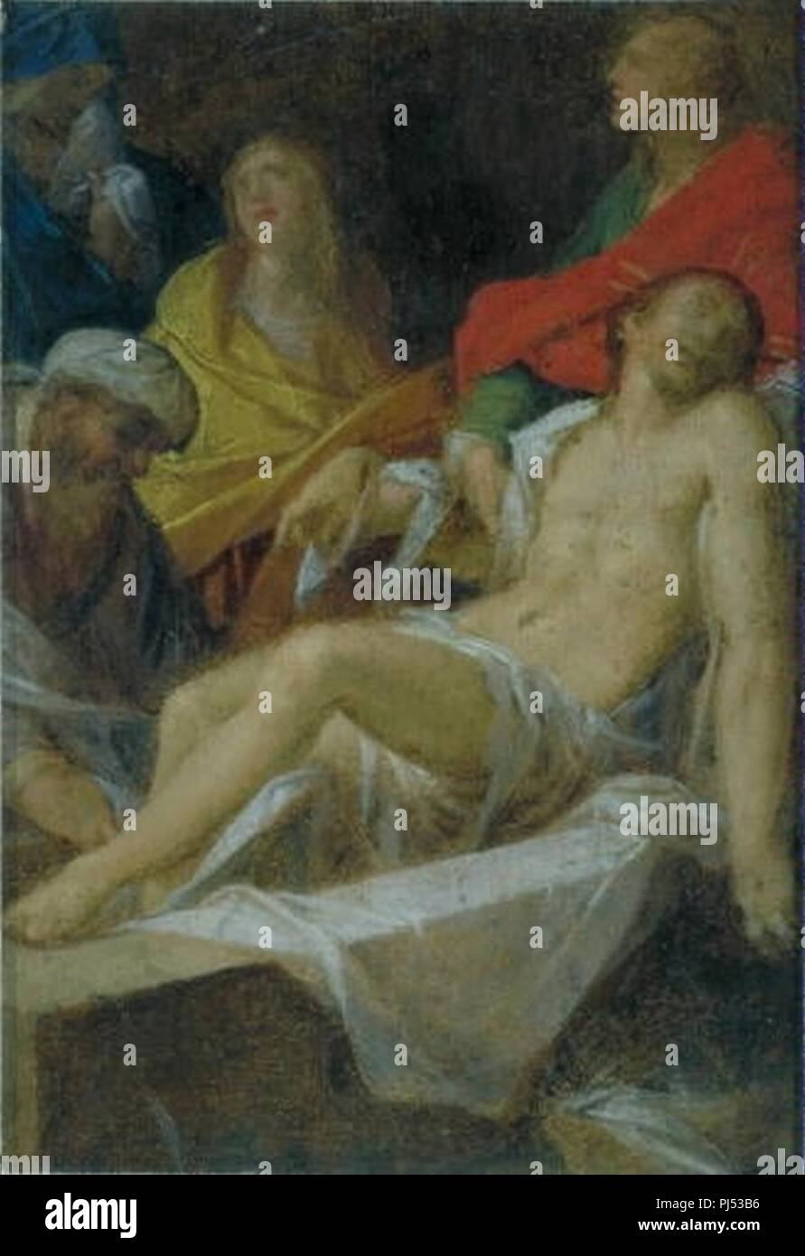 Bartholomaeus Spranger 1546-1611 - Kladeni Krista do hrobu. Stock Photo