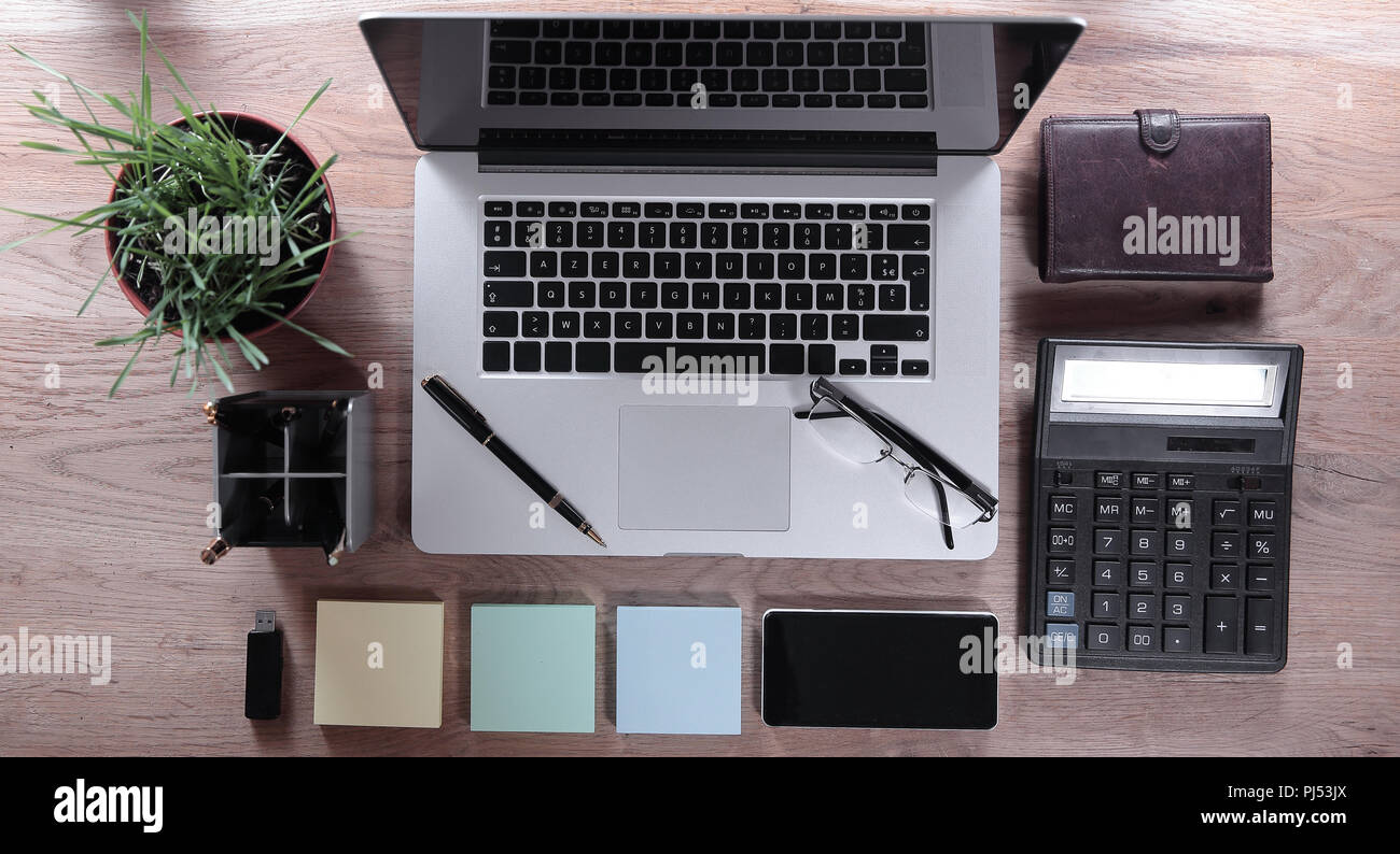 Top View Work Desk In Modern Office Stock Photo 217700866 Alamy