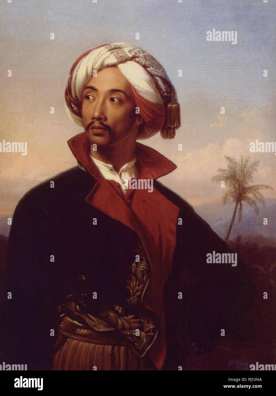 Carl Johann Baehr - Porträt des Raden Saleh Syarif Bustaman. Stock Photo
