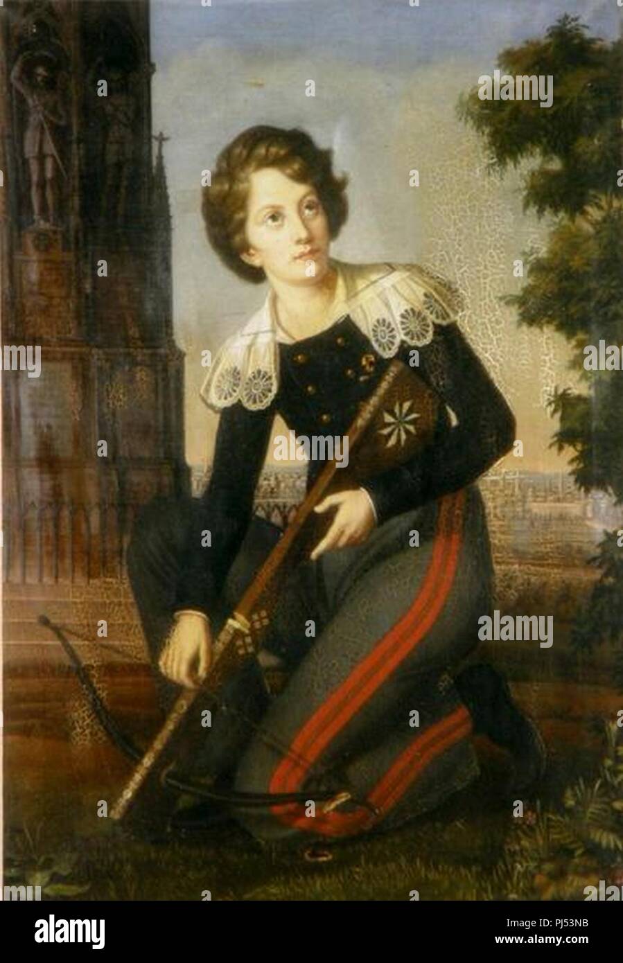 Caroline Bardua - Porträt des Fürsten Adalbert von Hohenzollern mit Armbrust. Stock Photo