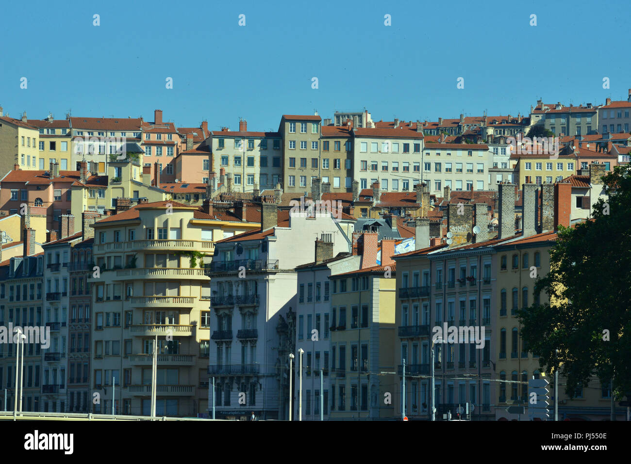 Lyon (south-eastern France): real estate, buildings on the hills of La Croix Rousse, in the 1st arrondissement (district). Stock Photo